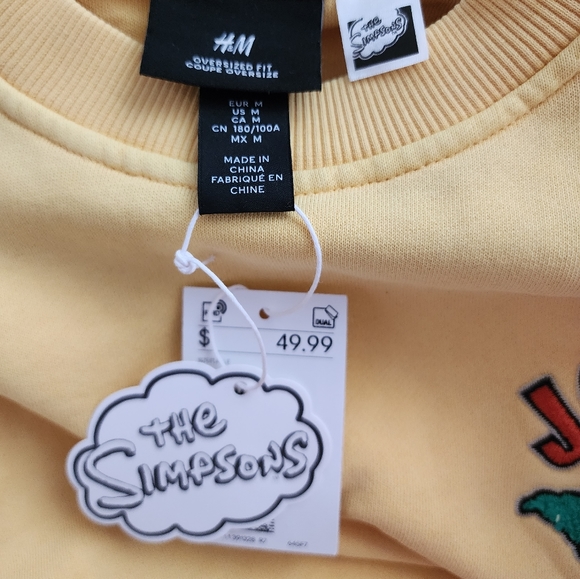 Krusty the Simpsons x H&M yellow crew men's oversize size M - Picture 3 of 3